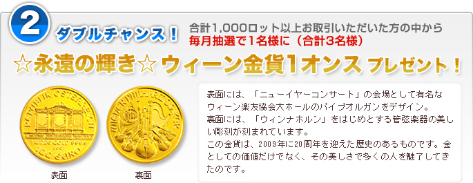 ダブルチャンス!合計1,000ロット以上お取引いただいた方の中から毎月抽選で1名様に(合計3名様)